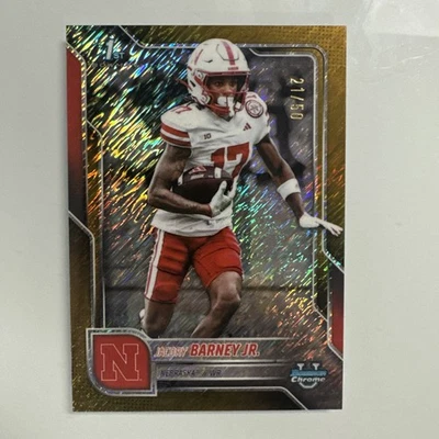 2025 Bowman Chrome U Jacory Barney Jr Gold /50 Nebraska - Image 1 of 2