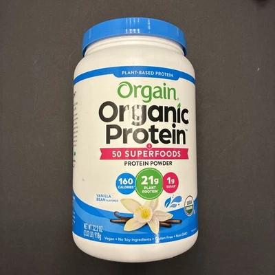 Proteína en polvo orgánica de origen vegetal Orgain, vainilla, vegana, 2,03 libras Foto 1 de 4