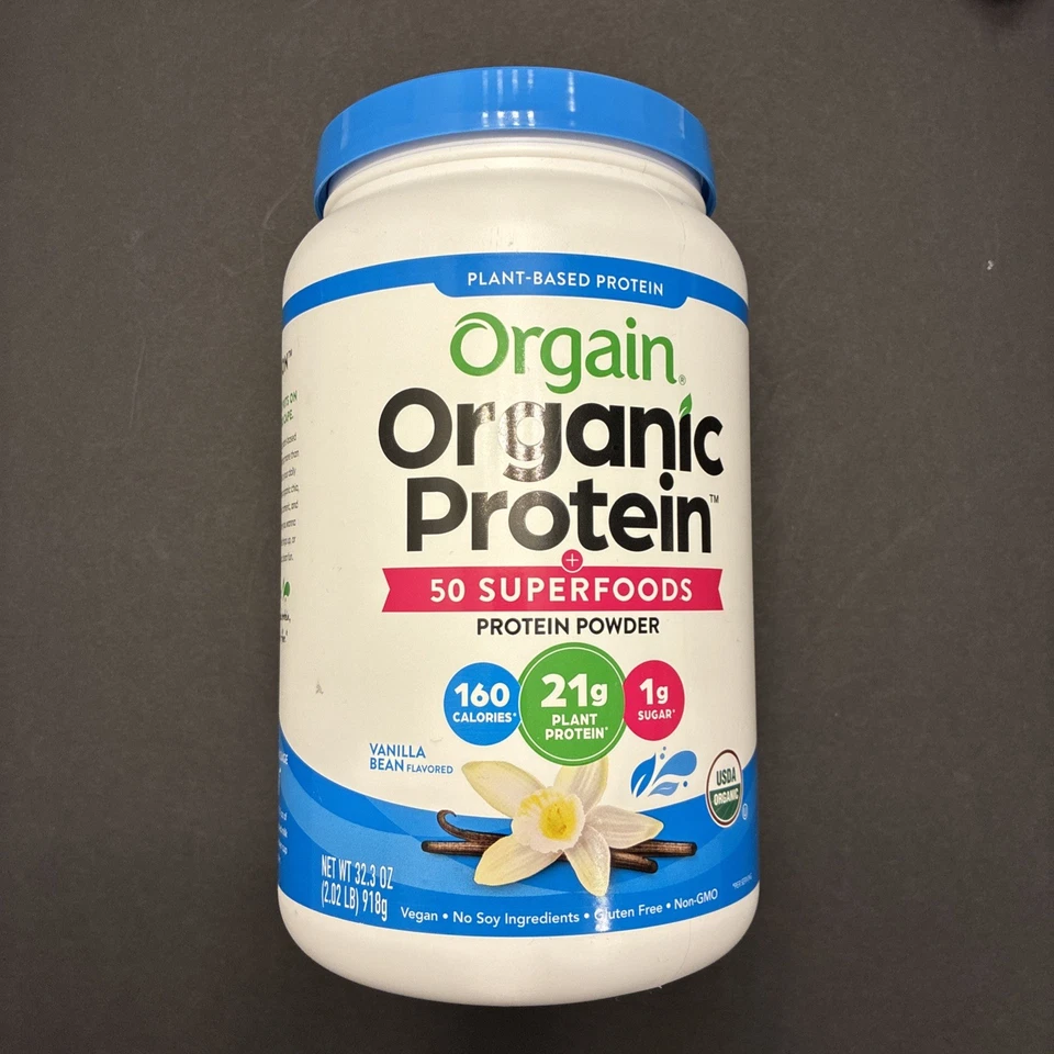 Proteína en polvo orgánica de origen vegetal Orgain, vainilla, vegana, 2,03 libras Foto 1 de 4