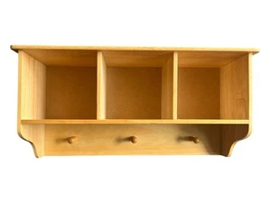 Wooden Shelf 3 Pegs 3 Cubbie Holes 22”L x 11”T x 7”D in Excellent Used Condition - Picture 1 of 8
