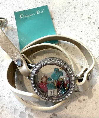 NEW Origami Owl Nurse Medical Doctor Leather Wrap Bracelet Rhinestone Jewelry - Image 1 of 4