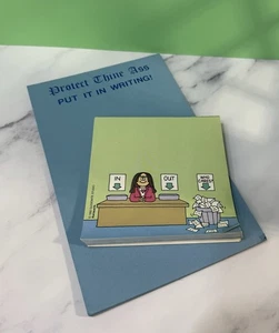VTG Cathy Guisewite Memo Pad Funny Office Humor + Blue Notepad Protect Thine Ass - Picture 1 of 7