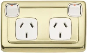 Latón/Blanco Doble Power Point, Salida, Decoración Estilo Heritage Nuevo/Restauración TH5859 - Imagen 1 de 6