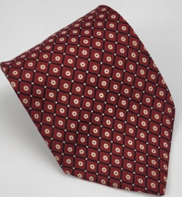 Corbata de seda antigua azul marino roja azul blanca geométrica para hombre EE. UU. 58 x 3,5/8 Foto 1 de 4