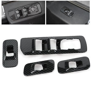  4pcs Window Lift Adjust Panel Switch Trims Carbon Fiber Style Fit For Ford
