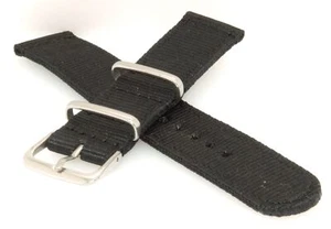 Correa de reloj textil de nailon retro 2 piezas negro 18-24 mm con barra de resorte - Imagen 1 de 6