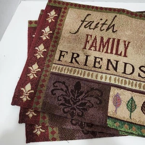 3er Set Gobelin Tischsets - Glaube Familie Freunde 19x13,75" Tischdeko - Bild 1 von 6
