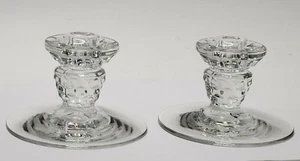 VINTAGE CLEAR GLASS CANDLE HOLDERS ANTIQUE COLLECTIBLE DECORATIVE GLASSWARE - Picture 1 of 12