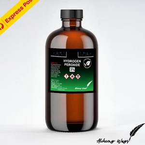 Hydrogen Peroxide 3% | Food Grade Stabiliser Free H202 | 1L AMBER GLASS BOTTLE - Picture 1 of 2