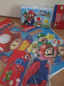 Supermario Partydeko Set Girlande Einladungen Luftballons Geschenktüten Luigi - Bild 1 von 7