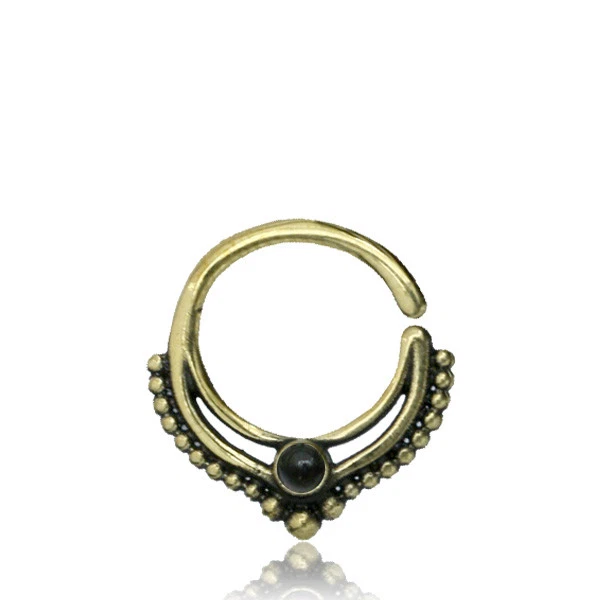 16G LATÓN COLGANTE TABIQUE IMITACIÓN PIEDRA ÓNIX NEGRO PEQUEÑO 9MM ANILLO DIÁMETRO ARO NARIZ Foto 1 de 1