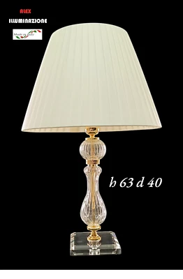 Lampada da Tavolo Elegante bairon cristallo  con riporti oro classica italiana - Immagine 1 di 4
