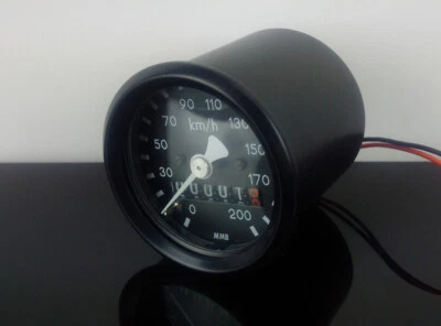 Mechanischer Mini-Tachometer speedometer tachymètre + Tageskilometer Ø48mm K1,4 - Bild 1 von 3