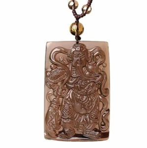 Natural ice obsidian Guan Gong guan yu Necklace Hold broadsword Pendant bead - Picture 1 of 8