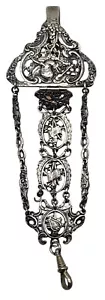 ANTICO Splendido Clip Fibbia Chatelaine Argento Sterling PESANTE - Foto 1 di 6