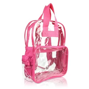 DALIX Clear Backpack School Pack See Through Bag in Hot Pink FREE SHIPPING - Picture 1 of 7