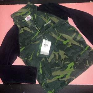 NWT COLUMBIA youth BOYS FLEECE JACKET zip pullover SWEATER S(8) Green BLACK camo - Picture 1 of 8