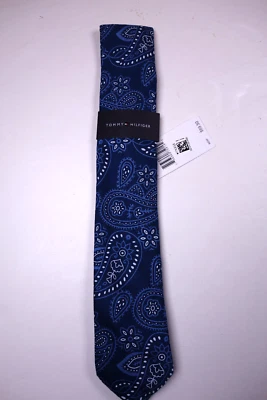 TOMMY HILFIGER Men's Navy Blue Paisley 100% Cotton Neck Tie NEW MSRP $69 - Image 1 of 2