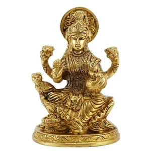 HINDU GOD BRASS STATUE - LAXMI SIZE 3.5" HEIGHT. USA SELLER - FREE FAST SHIPPING - Picture 1 of 3