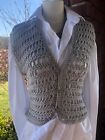 Handmade Crochet vest open knit button closure summer top boho layer