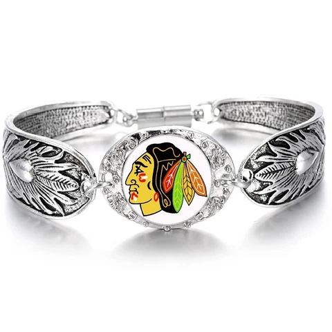 Chicago Blackhawks Hockey Fan Women's Tibetian Silver Bracelet Jewelry Gift D3 Cover
