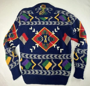VTG BOSTON TRADERS Mens M Sweater Wool Colorful Snow - Picture 1 of 9