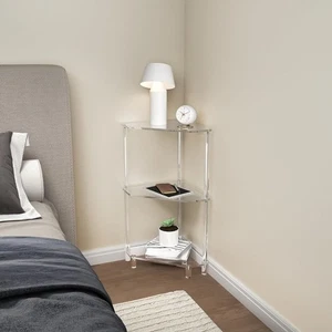 ⊹3 Tier Triangular Acrylic Corner Side Table Small Corner Side Table Bathroom - Picture 1 of 12