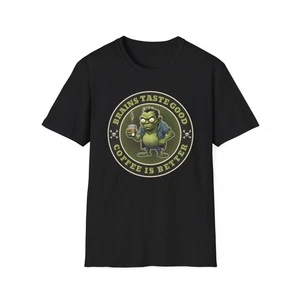 Lustiges T-Shirt Zombie Gehirn schmeckt gut Kaffee ist besser Unisex, Kaffeeliebhaber - Bild 1 von 16