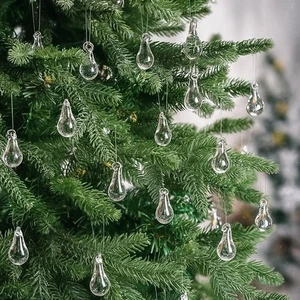 LOYIM 30 Pcs Clear Glass Teardrop Christmas Ornaments Crystal Raindrop Hangin... - Picture 1 of 7