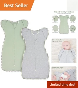 2er Set atmungsaktive Baumwoll-Übergangswickel für Neugeborene - Arms Up Design - Bild 1 von 8