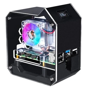 Waveshare Mini Tower NAS Kit do Raspberry Pi 4B, rozszerzenie M.2 SATA SSD, OLED - Zdjęcie 1 z 10
