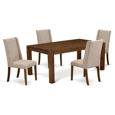 East West Furniture Lismore 5-piece Wood Dining Set in Walnut/Clay - Image 1 of 4