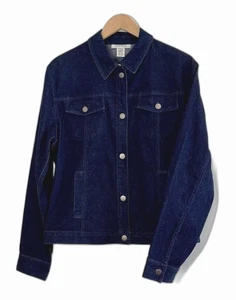 Women's Denim Western Dark Wash Jean Jacket Stretch Pockets - Size 14 - Picture 1 of 3