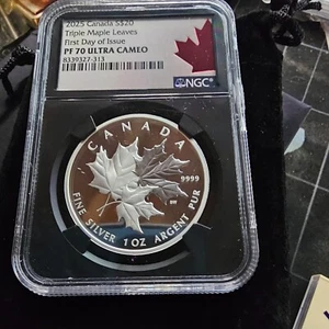 2025 pf70 ultra cameo triple maple leaves , first day of issue - Picture 1 of 1