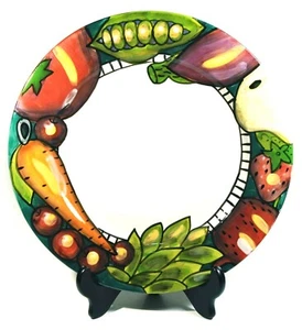 Giftcraft Charger Plate Cucina Frances Miller Abstract Vegetable Art Ceramic 12" - Picture 1 of 4
