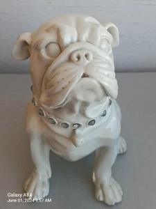 White Ceramic Bull Dog Figure Home Decor - Picture 1 of 8