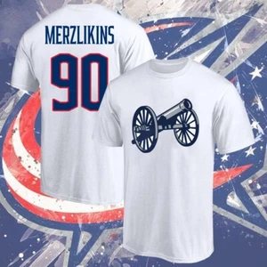 HOT! Elviis Merzlikins #90 Columbus B-Jackets Team Name & Number Player T-Shirt - Picture 1 of 8