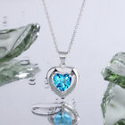 925 Sterling Silver Blue Crystal Heart Pendant Necklace Womens Silver Jewellery