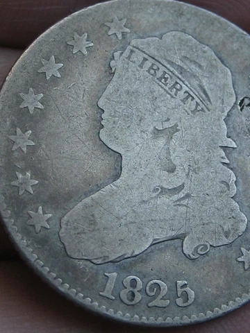 1825/4 Capped Bust Quarter 25 Cent Piece- Close Date, VG Details Cover