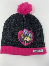Monster High Dolls Beanie Winter Pom Hat Skull Black Pink Knit Cap 2015 Girls