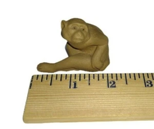 Miniature Mini Clay or Mud Monkey Chimpanzee Figurine Handmade Carved Marked 2" - Bild 1 von 10