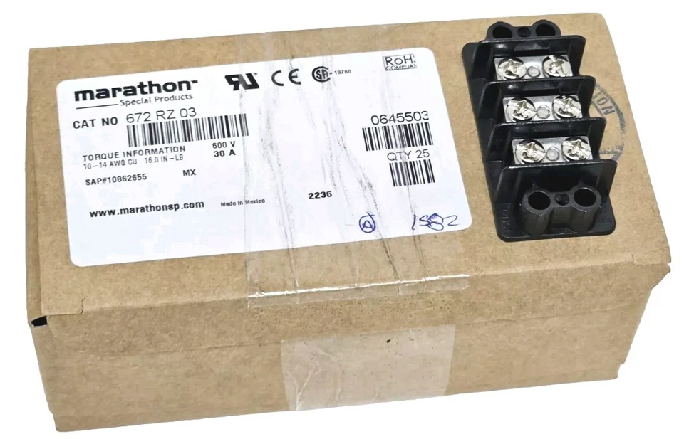 *1 Box of 25* Marathon Connection Terminal Strip Block 672 RZ 03 - Image 1 of 1