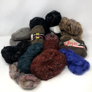 Vintage Lot of Dyed Yarn - Wool, Llama, Glitz, Alpaca + Other Skeins - Picture 1 of 12