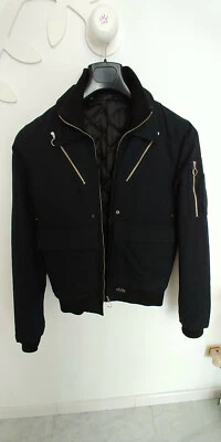 $1499 KRIS VAN ASSCHE jacket black biker bomber jacket 48 38 Small kva - Imagen 1 de 4