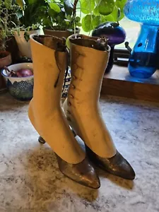 Antique Victorian/Edwardian Boots Womens Leather High Lace Up - Brown - Picture 1 of 9
