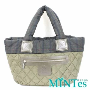 Auth Chanel Coco Cocoon Tote Bag Khaki Nylon Handbag Quilted [Used] - Picture 1 of 6