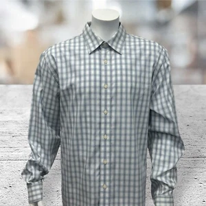 Camisa de vestir Eddie Bauer blanca azul resistente a las arrugas manga larga XL alta nueva sin etiquetas - Imagen 1 de 10