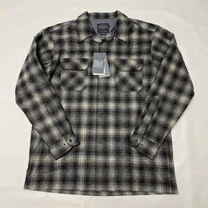 Pendleton Shadow Ombre Black Grey Board Shirt Large Tall L vintage Wool 1960 60s - Picture 1 of 16