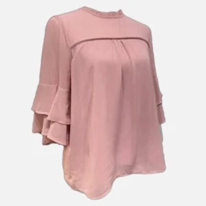 Monteau Dusty Pink Ruffle Blouse Medium - Picture 1 of 10