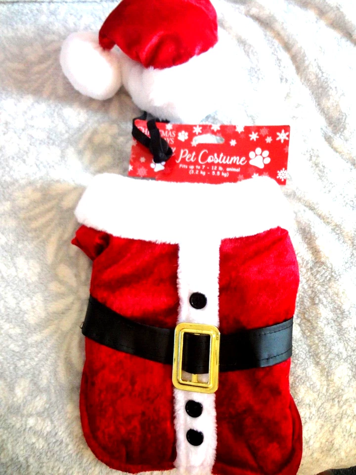 Disfraz de Papá Noel Feliz y Brillante Navidad Perro Terciopelo Rojo Talla PEQUEÑO NUEVO CON ETIQUETAS Foto 1 de 1